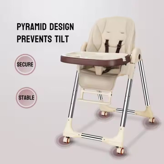A330 Premium Reclining Height Adjustable Feeding High Chair (China) - Cream A330 Premium Reclining Height Adjustable Feeding High Chair (China) - Cream