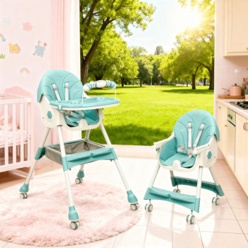3-In-1 Premium Quality Foldable Baby Feeding high Chair | Multifuntional | Green Color