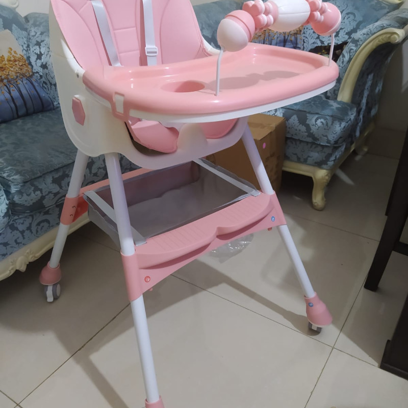 3-In-1 Premium Quality Foldable Baby Feeding high Chair | Multifuntional | Pink Color-Lokkisona-bangladesh