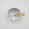High Quality Food Graded Non-Slip Baby Silicon Bowl and Spoon Set | Wood Suction | Marble Color