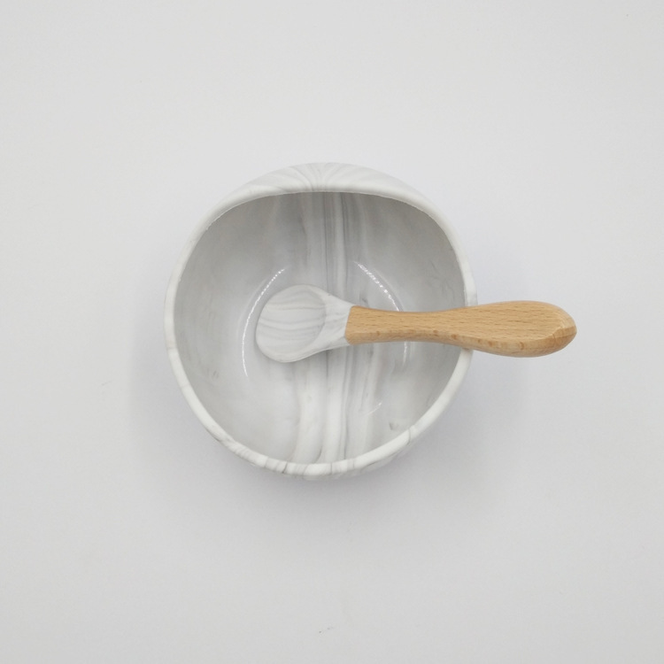 High Quality Food Graded Non-Slip Baby Silicon Bowl and Spoon Set | Wood Suction | Marble Color High Quality Food Graded Non-Slip Baby Silicon Bowl and Spoon Set | Wood Suction | Marble Color