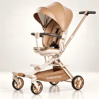Luxurious V16 Baby Walker Lightweight Baby Strollers can Sit or Lie Down Folding Two-way High Landscape Newborn Stroller | Color Black